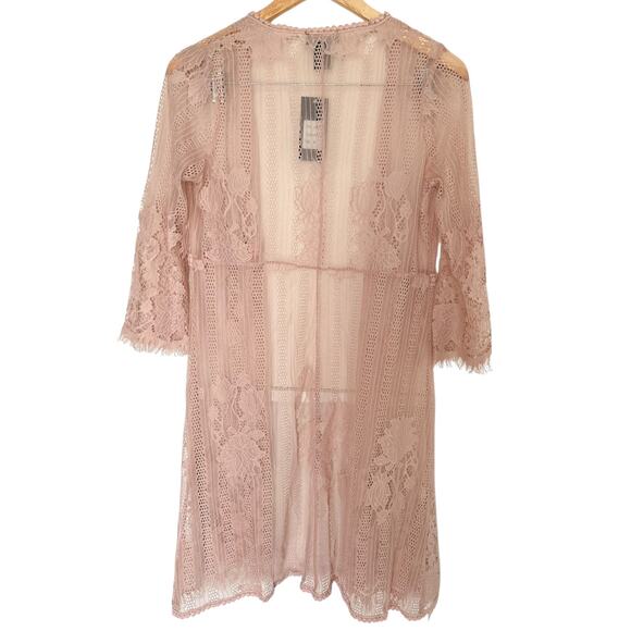 NWT Lolla Rose Kimono Lace Duster Dusty Pink Size Medium - Picture 2 of 3